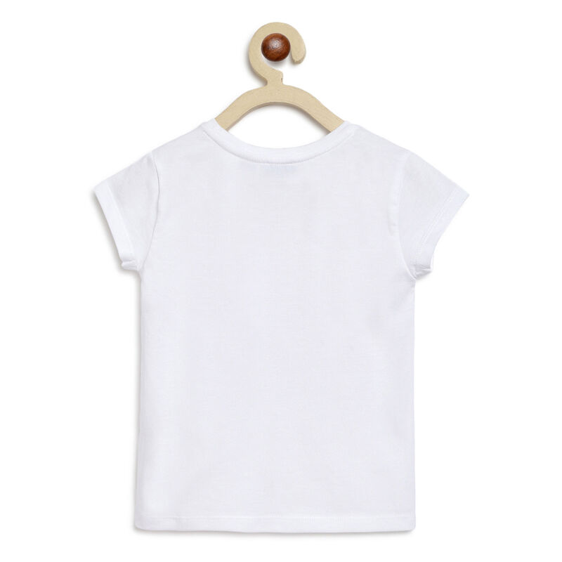 Girls White Printed Short Sleeve T-shirt image number 1
